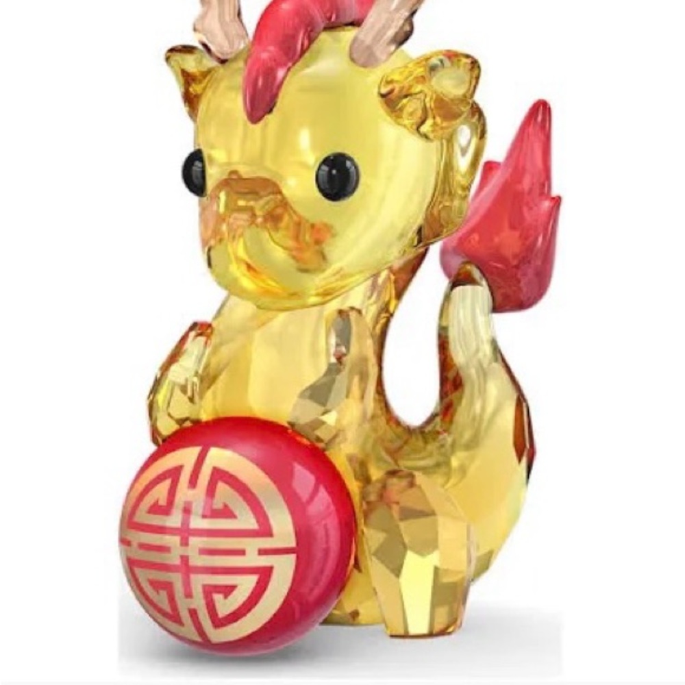 Swarovski Gold and Red Dragon Figurine